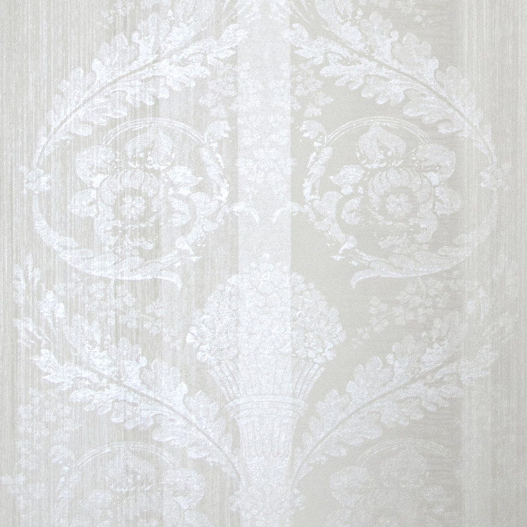 64273 - Adonea Stripe Damask Pattern Antique White Galerie Wallpaper
