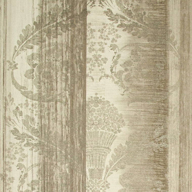 64275 - Adonea Stripe Damask Pattern Warm Grey Galerie Wallpaper
