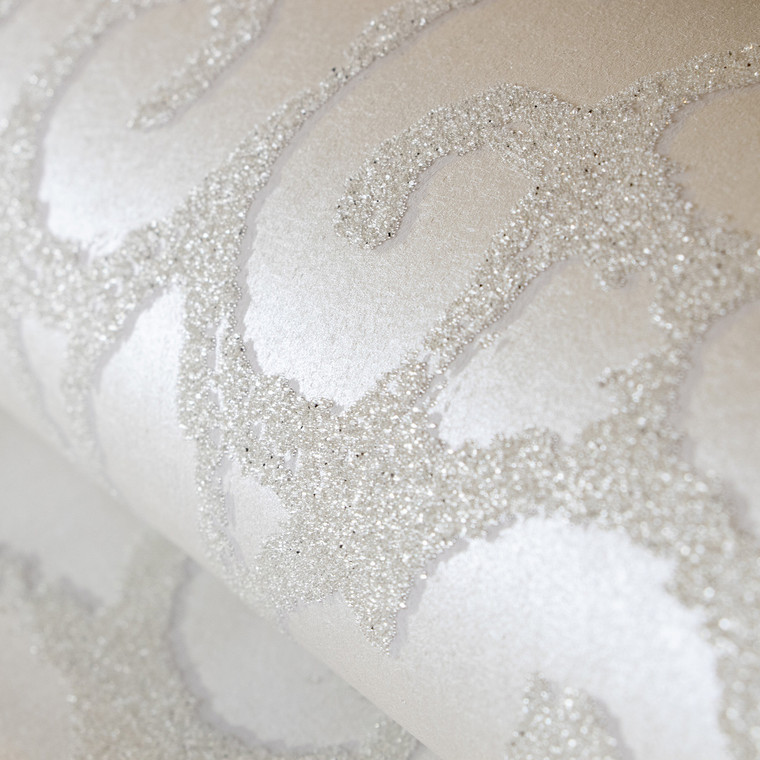 81212 - Universe Intertwined Glass Beads Pearl White Galerie Wallpaper