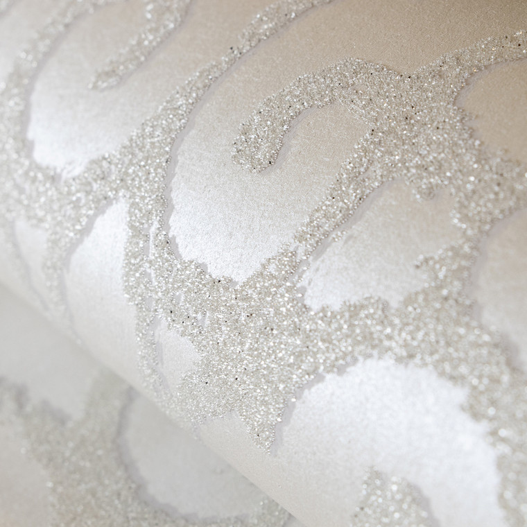 Galerie 81212 - Universe Intertwined Glass Beads Pearl White Galerie Wallpaper roll - luxury design for UK feature walls