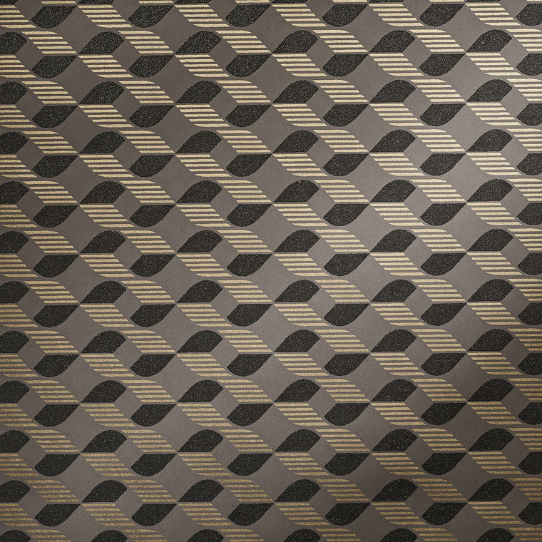 Galerie 51210 - Universe Glass Beads Geometric Umber Brown Galerie Wallpaper roll - luxury design for UK feature walls