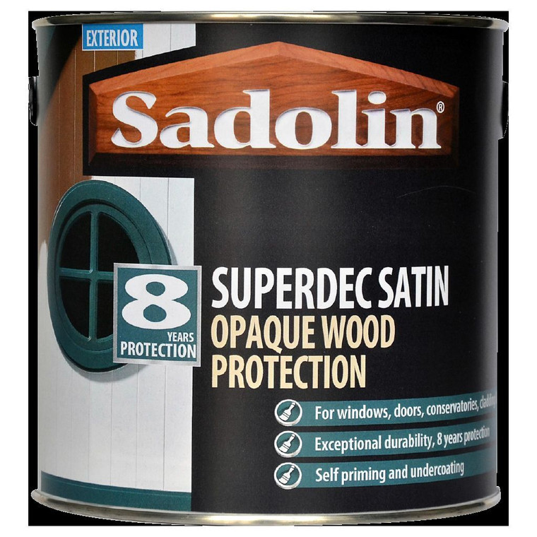 2.5L - Sadolin Superdec Satin Paint Black  - Exterior Quick Drying