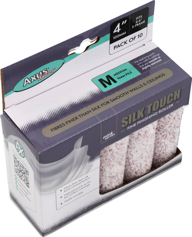 4" Axus Decor Silk Touch Medium Pile Mini Paint Roller Mink Series Pack 10