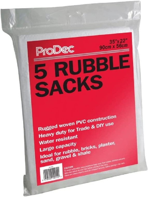 ProDec 5 Pack Ultra-Strong Woven Heavy Duty Builder's Rubble Sacks (PWR55)