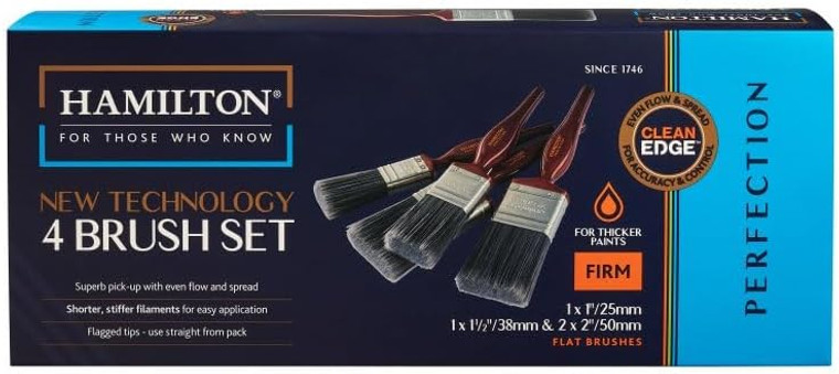 Hamilton Perfection Clean Edge New Technology Paint Brush Set x 4 (1100304-900)