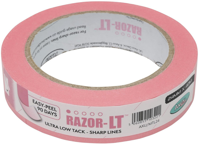 24mm x 40m Axus Decor Razor-Lt Ultra Low Tack Pink Masking Tape