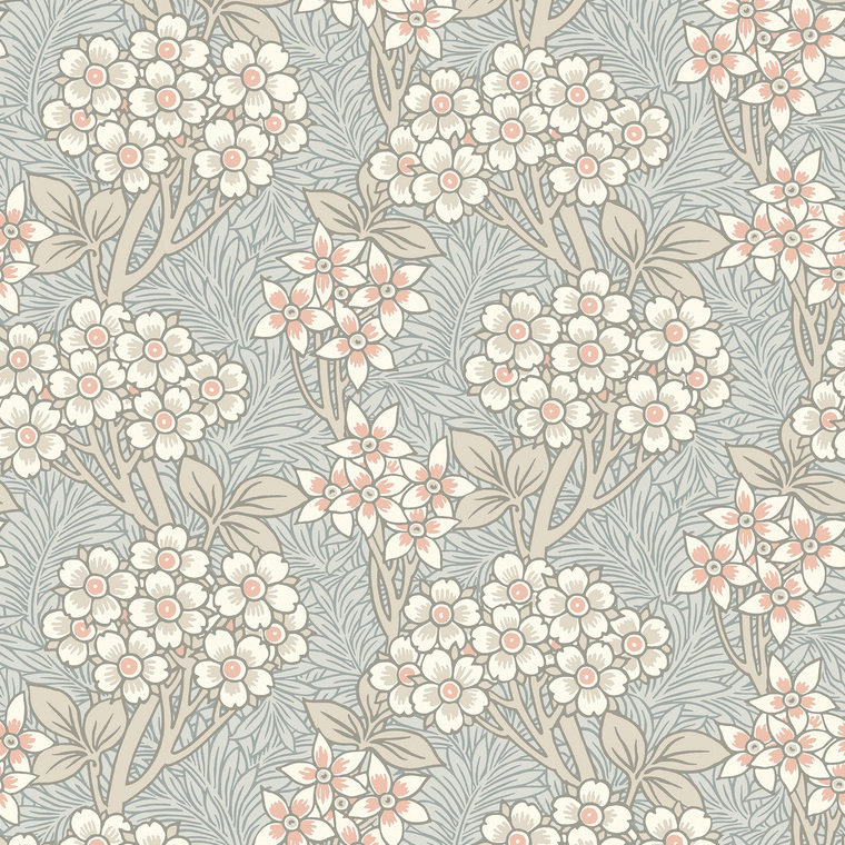 Galerie ET12016 - Arts and Crafts Floral Vine Pale Blue Beige White Galerie Wallpaper roll - luxury design for UK feature walls Galerie ET12016 - Arts and Crafts Floral Vine Pale Blue Beige White Galerie Wallpaper roll - luxury design for UK feature walls