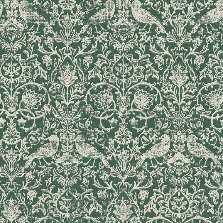 Galerie 47624 - Heritage Floral Birds green Galerie Wallpaper roll - luxury design for UK feature walls