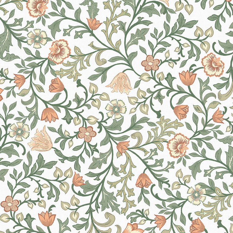 Galerie 47626 - Heritage Trailing Florals white Galerie Wallpaper roll - luxury design for UK feature walls