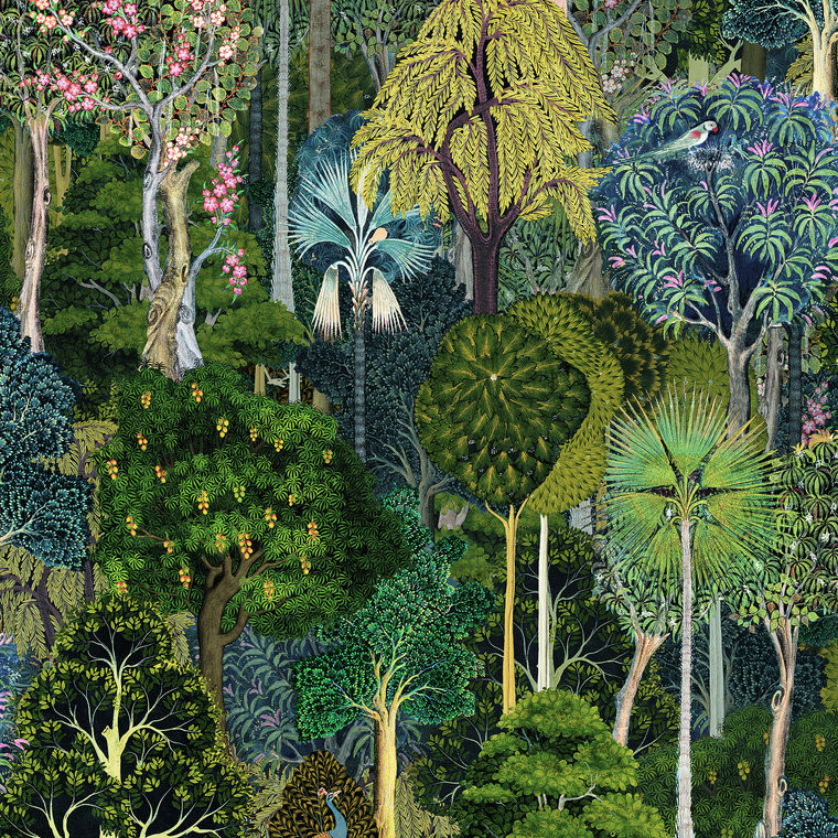 Galerie 47650 - Heritage Jungle green Galerie Wallpaper roll - luxury design for UK feature walls