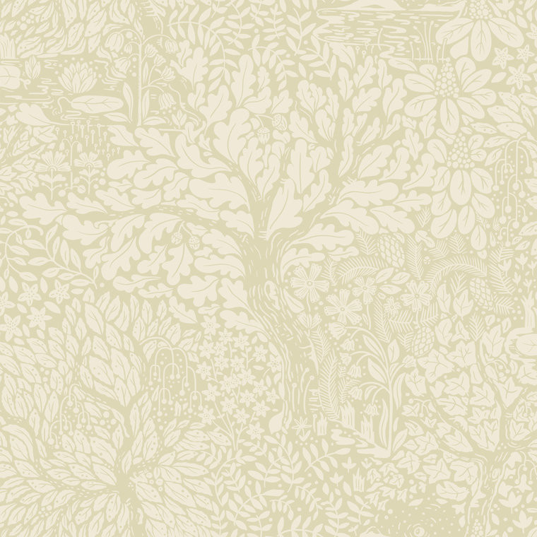 Galerie 83109 - Hjarterum Forest Leafage Cream White Galerie Wallpaper roll - luxury design for UK feature walls
