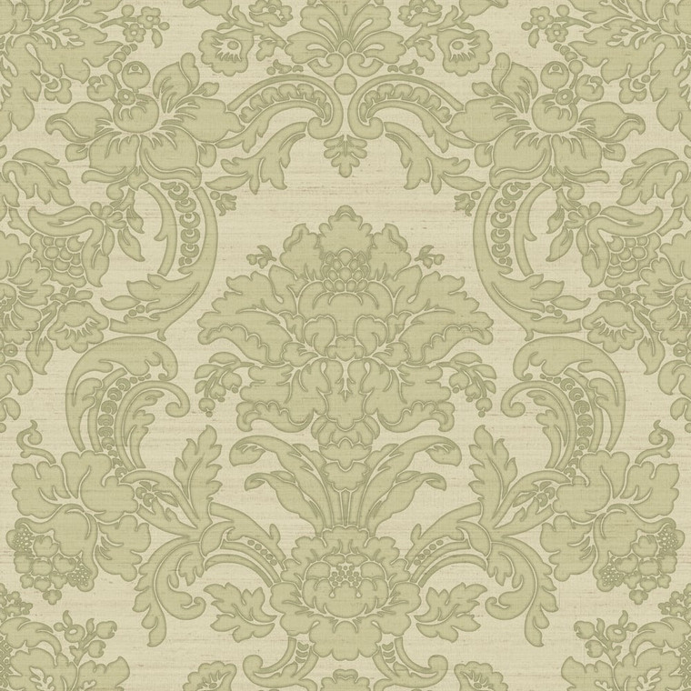 Galerie IS33345 - Italian Silks and Damasks Floral Green Galerie Wallpaper roll - luxury design for UK feature walls