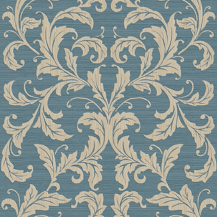 Galerie G34111 - Nordic Elements Damask Blue Galerie Wallpaper roll - luxury design for UK feature walls