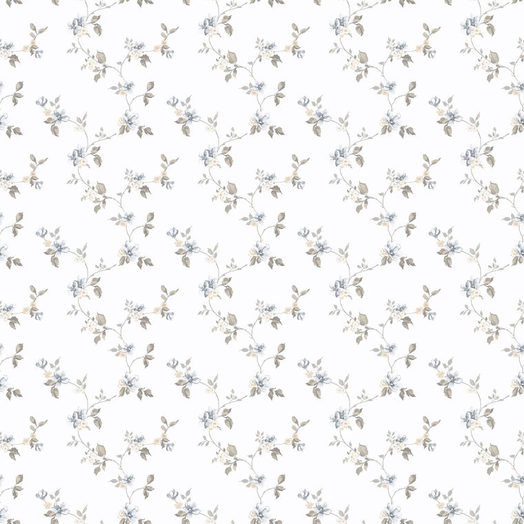 Galerie PF38174 - Pretty Prints Mini Floral Trail Blue Beige Grey Galerie Wallpaper roll - luxury design for UK feature walls