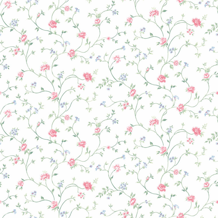 Galerie PF38135 - Pretty Prints Trailing Floral Vines Blue Pink Green Galerie Wallpaper roll - luxury design for UK feature walls