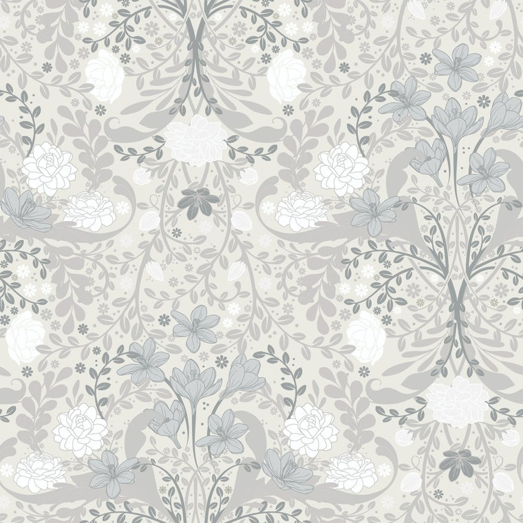 Galerie S24107 - Sommarang 2 White grey Galerie Wallpaper roll - luxury design for UK feature walls
