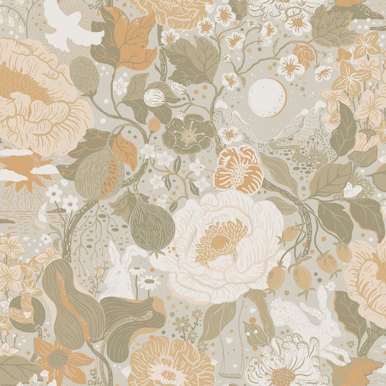 Galerie S63015 - Sommarang 2 Grey green Galerie Wallpaper roll - luxury design for UK feature walls