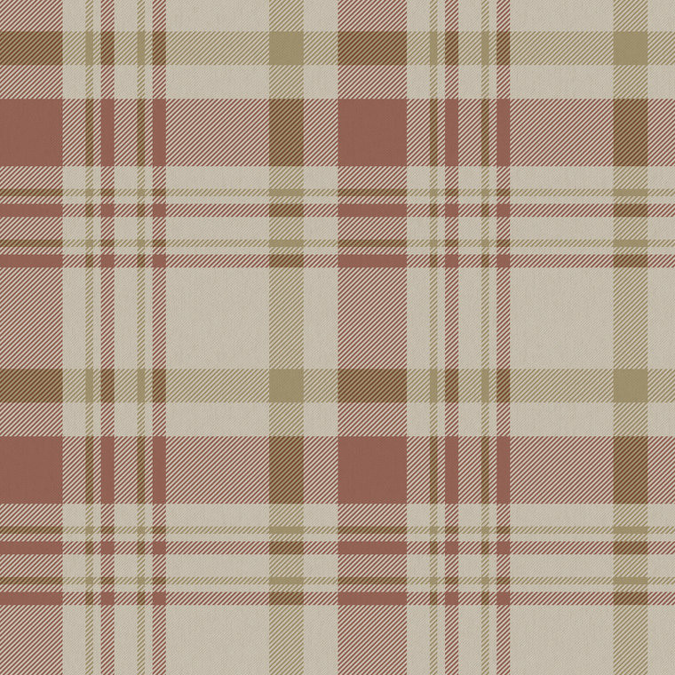 Galerie 1906-4 - Spring Blossom Check Plaid Terracota Brown Cream Galerie Wallpaper roll - luxury design for UK feature walls