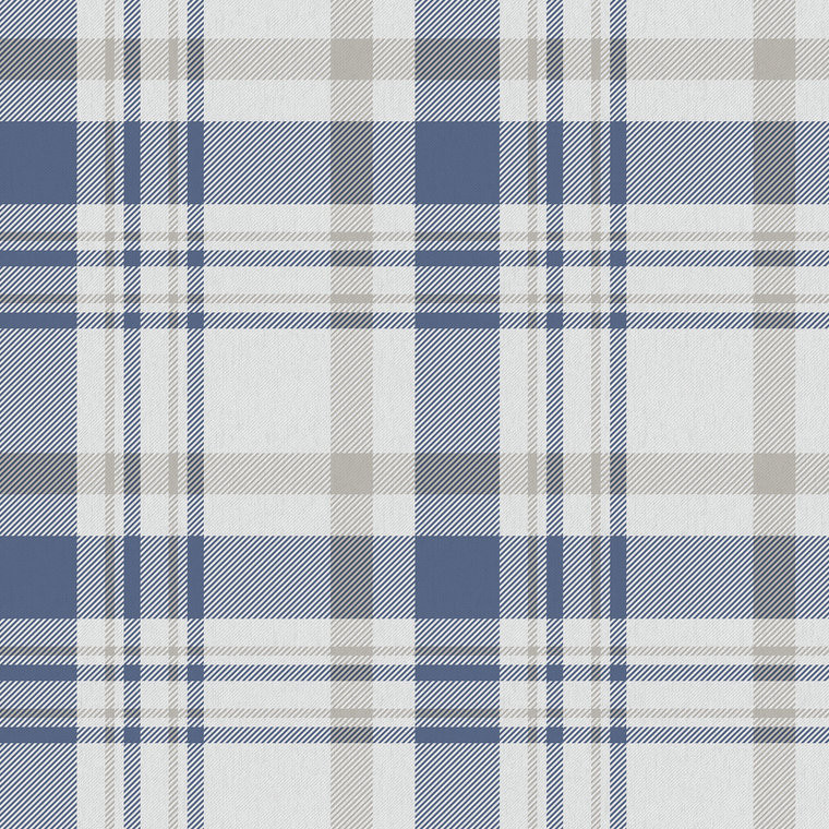 Galerie 1906-2 - Spring Blossom Check Plaid Blue Taupe Cream Galerie Wallpaper roll - luxury design for UK feature walls
