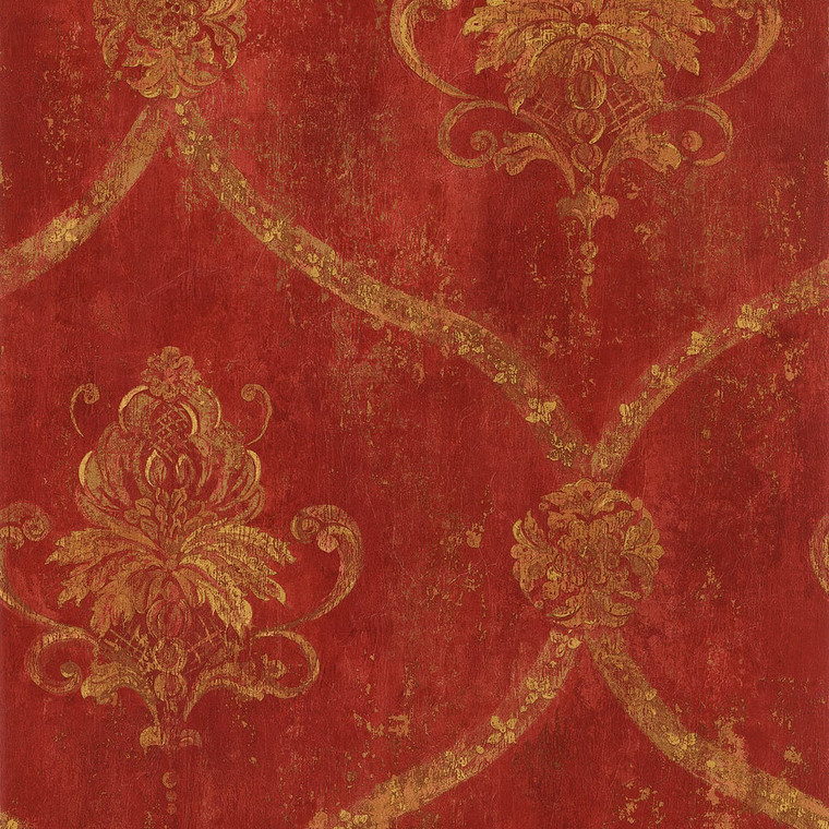 Galerie CI38254 - Classic Silks 4 Damask Traditional Red Galerie Wallpaper roll - luxury design for UK feature walls