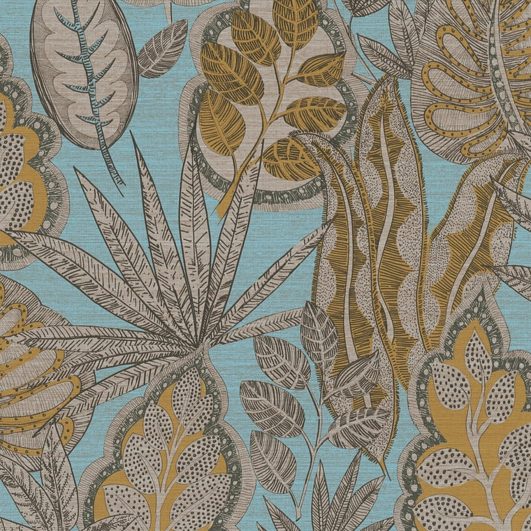 Galerie FL61114 - Flourish Tree Leaf Blue Galerie Wallpaper roll - luxury design for UK feature walls
