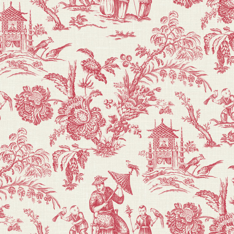 Galerie FC61801 - French Country Toile Traditional Red Galerie Wallpaper roll - luxury design for UK feature walls