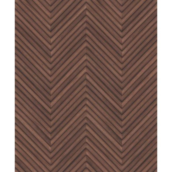 Galerie 33379 Woods and Wicker Herringbone Wood Red Galerie Wallpaper - roll and label close-up