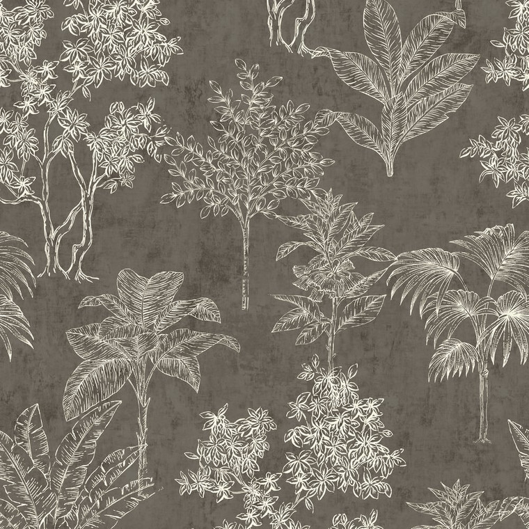 DWP0361-05-Zen Tree Leaf Silver Grey Galerie Wallpaper