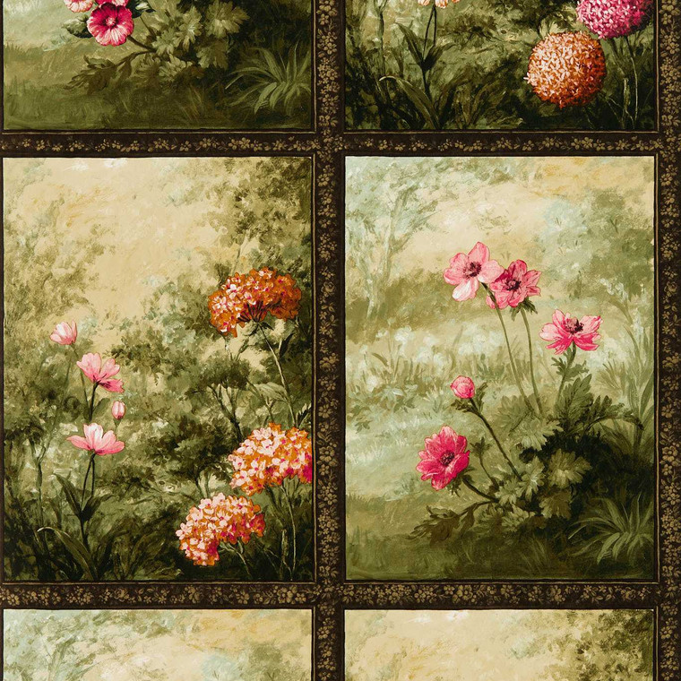 W0155-01 - Marianne  Contemporary Floral Green Clarke & Clarke Wallpaper