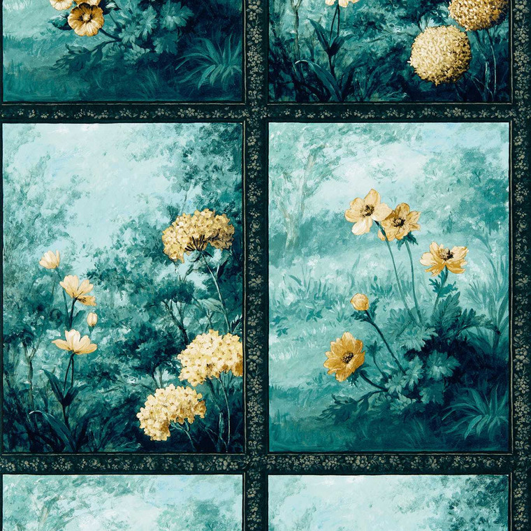 Clarke & Clarke W0155-02 - Marianne Contemporary Floral Blue Clarke & Clarke Wallpaper roll - luxury design for UK feature walls