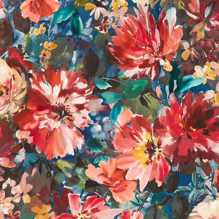 W0145-03 - Exotica 2  Contemporary Floral Blue Clarke & Clarke Wallpaper