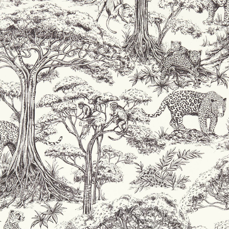 W0185-03 - Breegan Jane x Clarke and Clarke  Animals Black  Wallpaper
