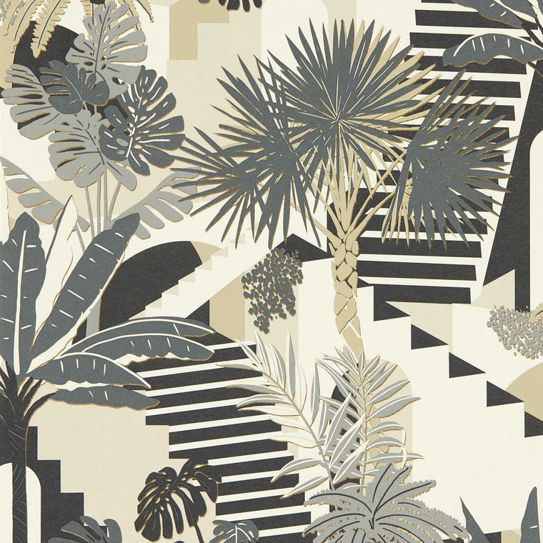 Clarke & Clarke W0186-01 - Breegan Jane x Clarke and Clarke Botanical Black Wallpaper roll - luxury design for UK feature walls