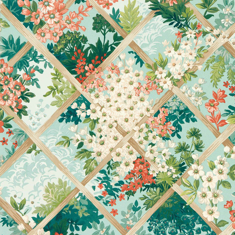 W0195-03 - Secret Garden  Contemporary Floral Blue Clarke & Clarke Wallpaper