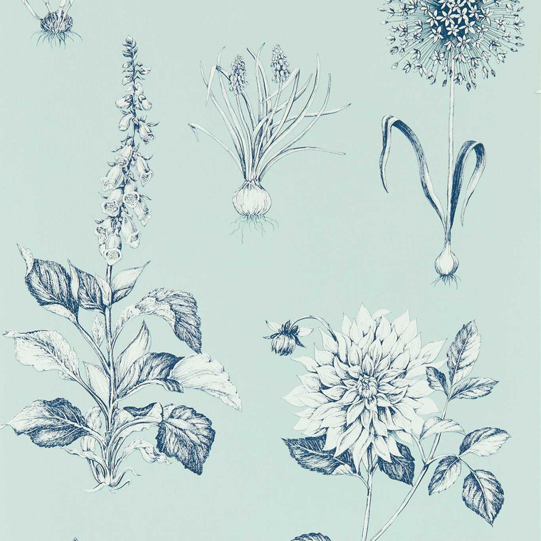 W0197-04 - Secret Garden  Contemporary Floral Black Clarke & Clarke Wallpaper