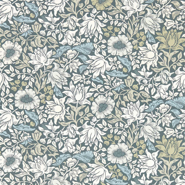 Clarke & Clarke W0173-01 - William Morris Designs Classic Floral Grey Clarke & Clarke Wallpaper roll - luxury design for UK feature walls