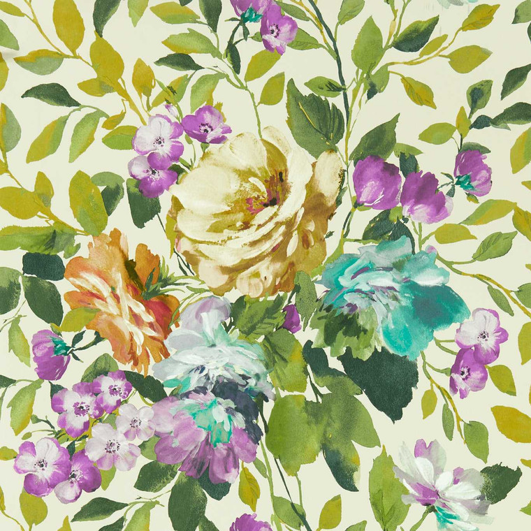 Clarke & Clarke W0139-01 - Exotica 2 Classic Floral Green Clarke & Clarke Wallpaper roll - luxury design for UK feature walls