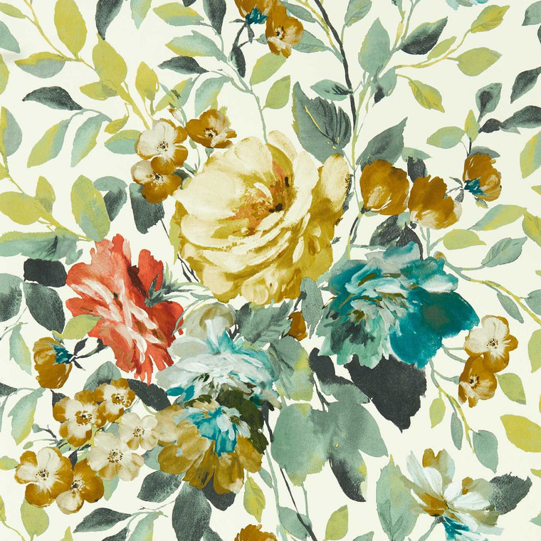 W0139-02 - Exotica 2  Classic Floral Green Clarke & Clarke Wallpaper