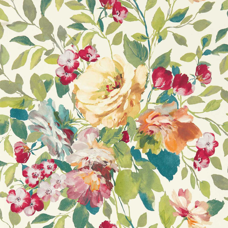 W0139-04 - Exotica 2  Classic Floral Green Clarke & Clarke Wallpaper