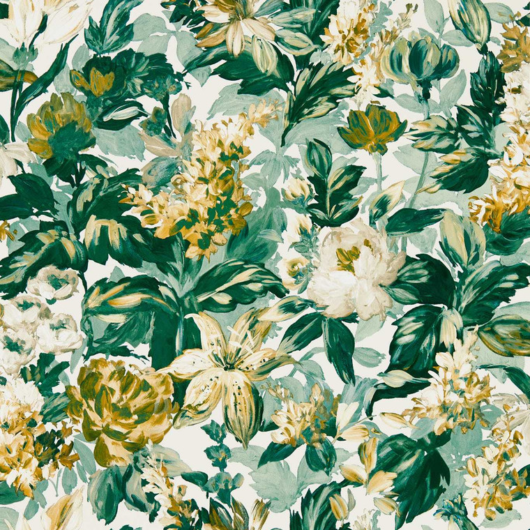 Clarke & Clarke W0158-02 - Marianne Contemporary Floral Green Clarke & Clarke Wallpaper roll - luxury design for UK feature walls