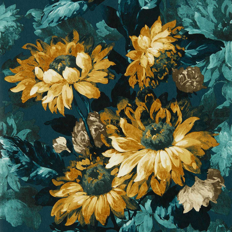 Clarke & Clarke W0162-01 - Marianne Contemporary Floral Blue Clarke & Clarke Wallpaper roll - luxury design for UK feature walls