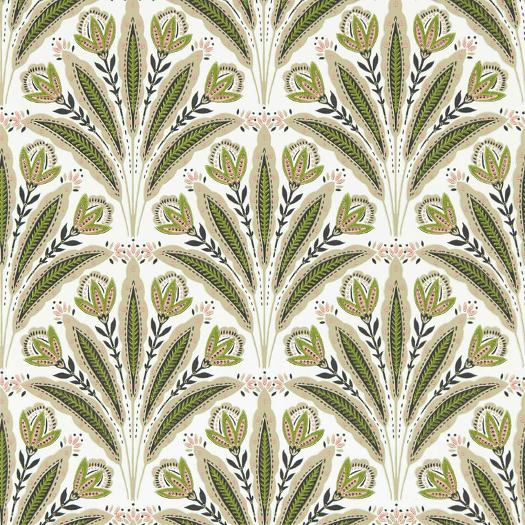 Clarke & Clarke W0193-04 - Secret Garden Botanical Green Clarke & Clarke Wallpaper roll - luxury design for UK feature walls