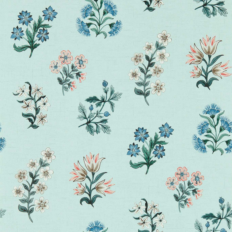 Clarke & Clarke W0194-04 - Secret Garden Contemporary Floral Blue Clarke & Clarke Wallpaper roll - luxury design for UK feature walls