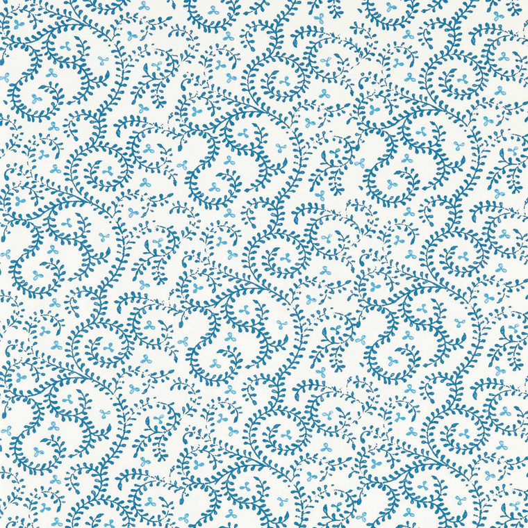 Clarke & Clarke W0233-02 - Indira Leaves & Trees Blue Clarke & Clarke Wallpaper roll - luxury design for UK feature walls