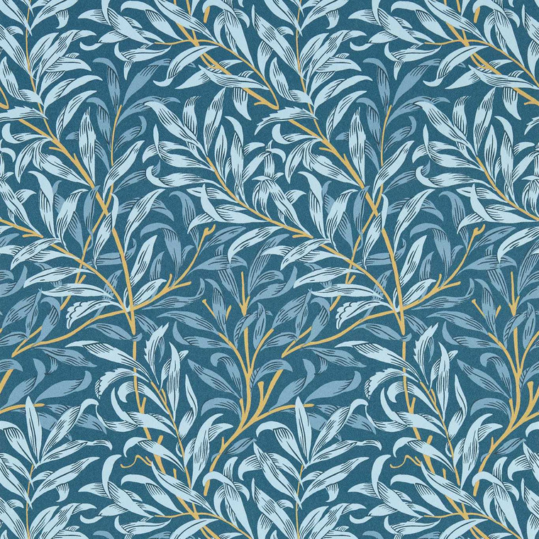Clarke & Clarke W0172-01 - William Morris Designs Botanical Blue Clarke & Clarke Wallpaper roll - luxury design for UK feature walls