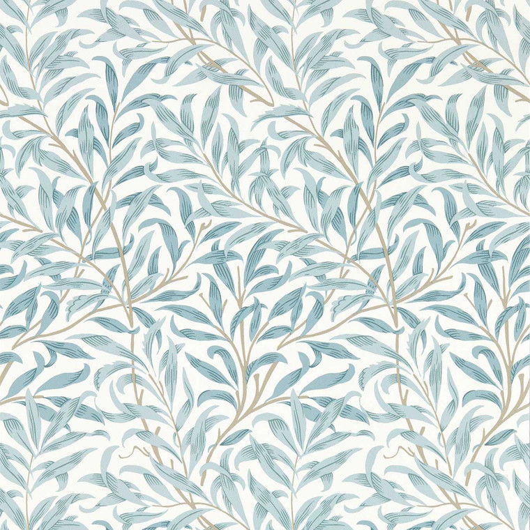 Clarke & Clarke W0172-04 - William Morris Designs Botanical Blue Clarke & Clarke Wallpaper roll - luxury design for UK feature walls