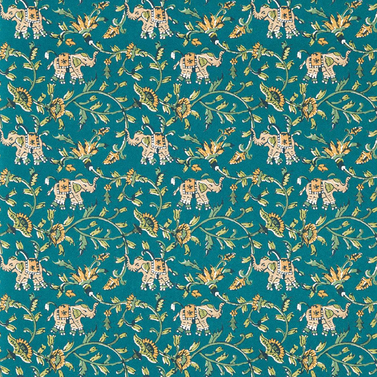 W0236-06 - Indira  Animals Teal Clarke & Clarke Wallpaper
