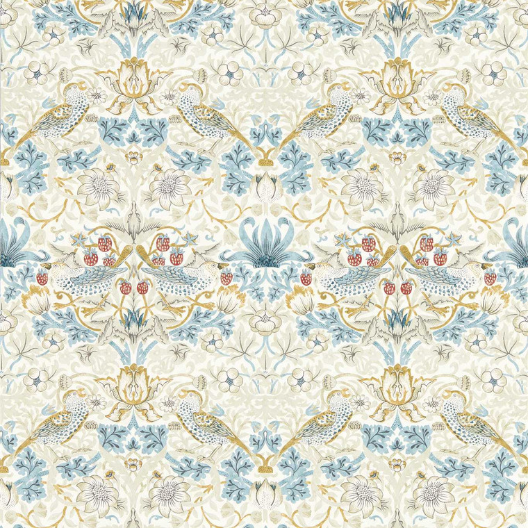 W0171-03 - William Morris Designs  Birds Neutral Clarke & Clarke Wallpaper