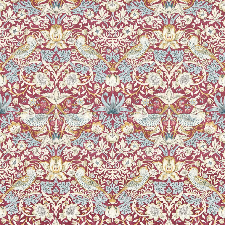 Clarke & Clarke W0171-04 - William Morris Designs Birds Purple Clarke & Clarke Wallpaper roll - luxury design for UK feature walls