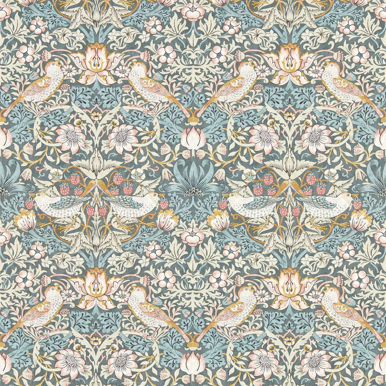Clarke & Clarke W0171-05 - William Morris Designs Birds Grey Clarke & Clarke Wallpaper roll - luxury design for UK feature walls